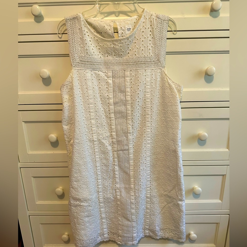 White Eyelet Shift Dress